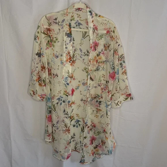 Floral Sheer Kimono Cover-Up - Picture 7 of 13